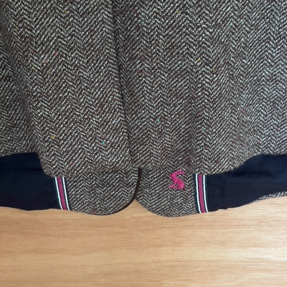 Joules Agatha brown tweed herringbone blazer jacket women's US8 EU40 UK12 piping - Picture 8 of 11
